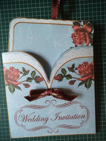 Dpink Roses Wedding Invitation Vintage Pocket Pull Card Kit by Jan Fisher
