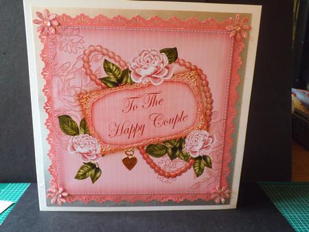Pink Rose Happy Couple 8in Decoupage Topper by Jan Fisher
