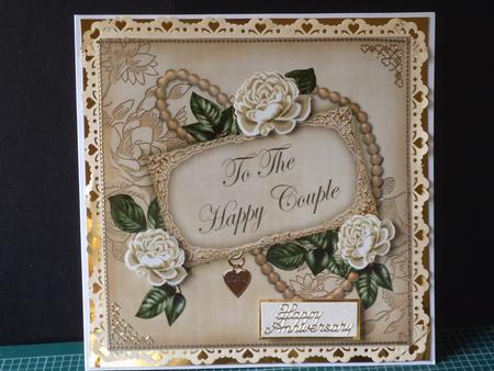 Cream Rose Happy Couple 8in Decoupage Topper by Jan Fisher