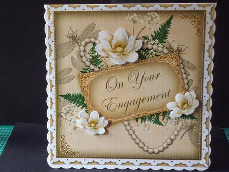 Cream Magnolia Your Engagement 8in Decoupage Topper by Jan Fisher