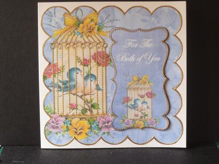Blue Lovebirds Both of You 8in Scallop Topper by Jan Fisher