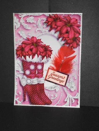 Girly Pink Christmas - Bling Boots & Poinsettias by Jan Fisher