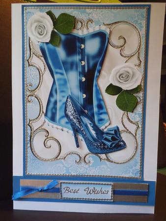 Satin Blue Basque with White Roses by Jan Fisher