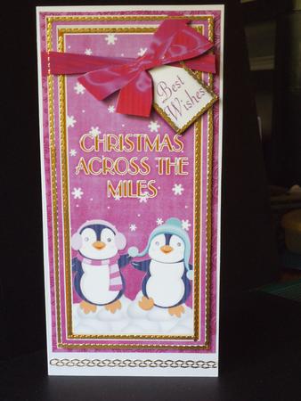 Cerise Penguin Duo Across the Miles Dl Topdown Topper by Jan Fisher