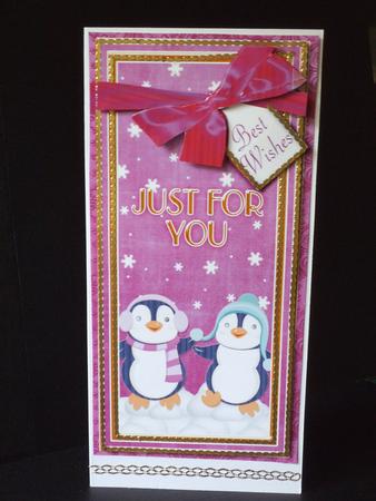 Cerise Penguin Duo Just for You Dl Topdown Topper by Jan Fisher