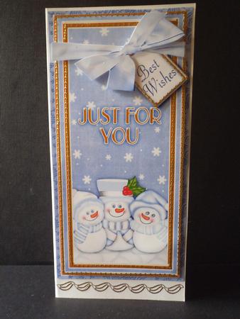 Blue Snowman Trio Just for You Dl Topdown Topper by Jan Fisher