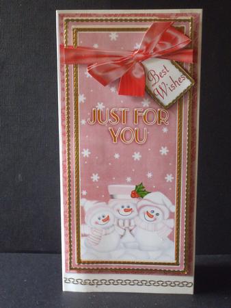 Pink Snowman Trio Just for You Dl Topdown Topper by Jan Fisher