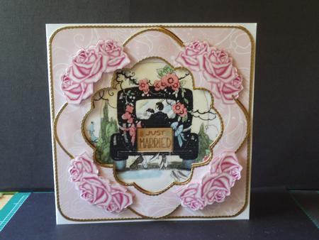 Wedding Car Pink Rose 8in Fancy 3D Decoupage Kit by Jan Fisher