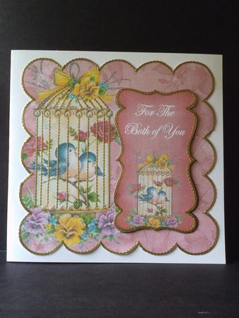 Pink Lovebirds Both of You 8in Scallop Topper by Jan Fisher