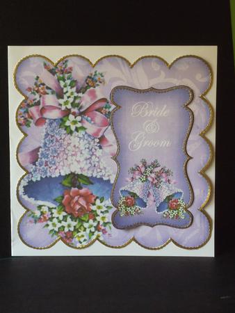 Lilac Wedding Bells Bride & Groom 8in Scallop Topper by Jan Fisher