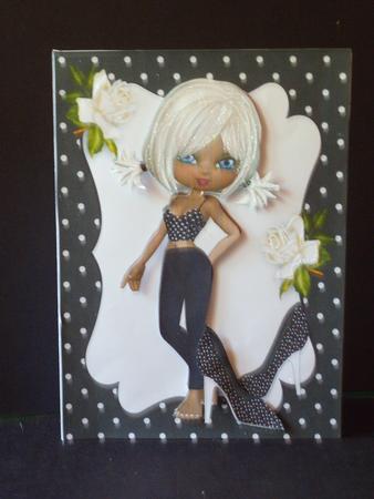 Trendy Girl in Polkadot with White Roses by Jan Fisher