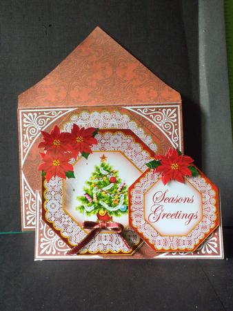 Elegant Tree Red Seasons Greetings Double Octagon Card Kit by Jan Fisher