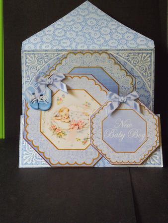 Blue New Baby Boy Double Octagon Card Kit by Jan Fisher