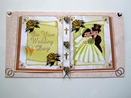 Golden Wedding Bride and Groom with Rose, Open Book A4 by Janice Saunders