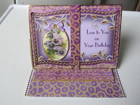 Purple Pansies Love on Birthday 3D Easel Book Kit by Janice Saunders