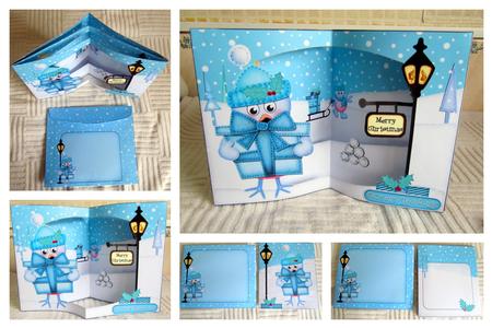 3D Robin's Present Snowman Christmas Open View Card Kit by Janice Saunders