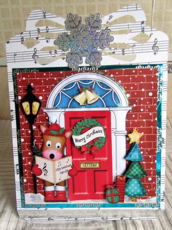 Singing Gigi Horse Christmas Door Quick Card & 3D Decoupage by Janice Saunders