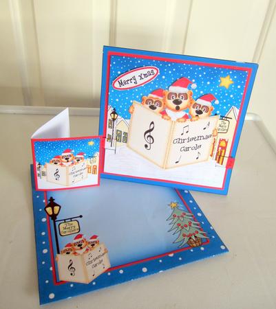 3D Singing Meerkats Animated Merry Carollers Card Kit by Janice Saunders