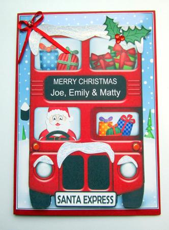 Xmas Santa Express Joe, Emily & Matty A5 3D Decoupage by Janice Saunders