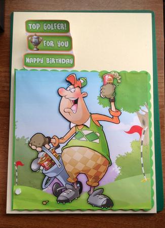 Golf and Beer Dude 8x8 Quick Card by Janice Saunders