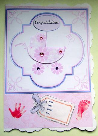 New Baby Girl Pram by Janice Saunders