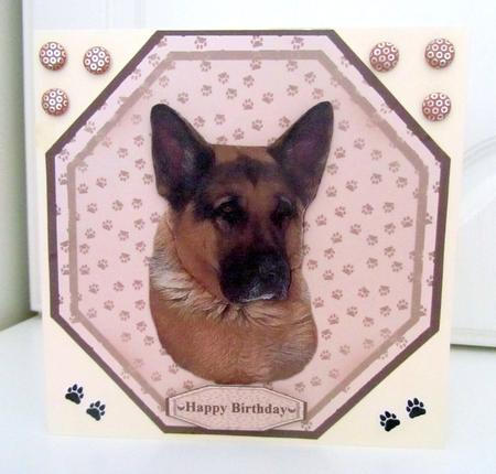 German Shepherd Plate Shaped Card & Stand by Janice Saunders