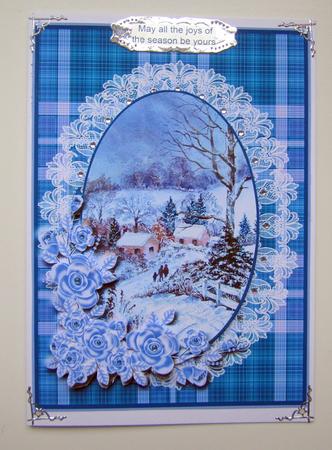 Tartan and Lace - Cottages in Snow Topper by Janice Saunders