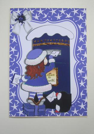 Little Girl in Purple Posting Letter to Santa A4 by Janice Saunders