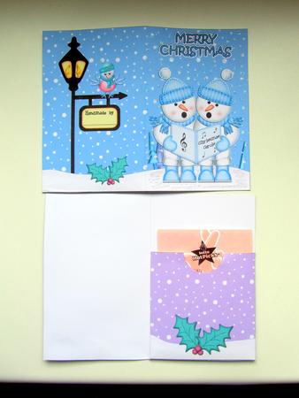 Xmas Singing Snowmen Lottery Wallet Card by Janice Saunders