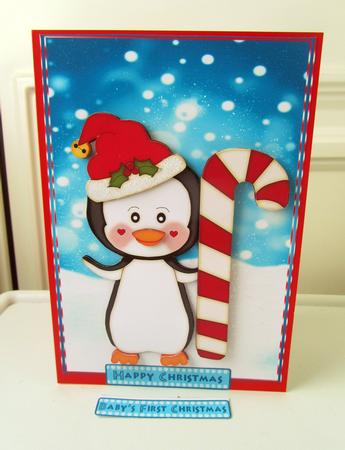 Christmas Penguin Step by Step Quick Card by Janice Saunders