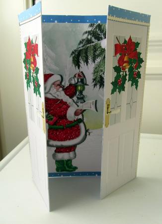 Santa with Little Robin in the Snow Gatefold by Janice Saunders