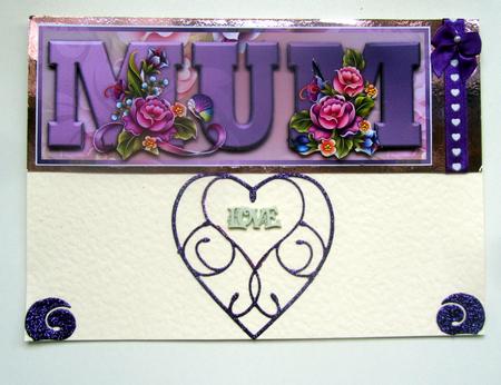 Rosy Day Mum Large Dl Word Card by Janice Saunders