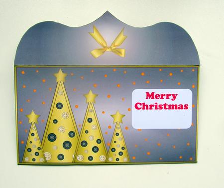 Buttons Christmas Trees Money Wallet Grey by Janice Saunders