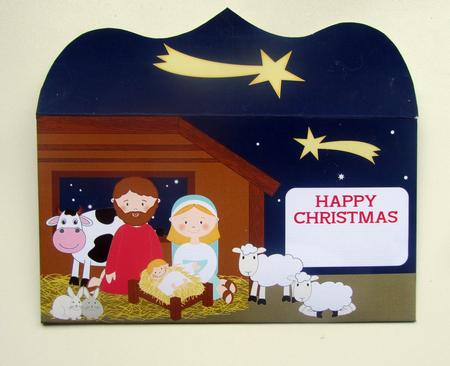 Nativity Scene Money Wallet Happy Christmas by Janice Saunders