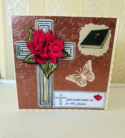 Sympathy Cross & Roses by Janice Saunders