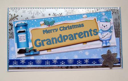 Xmas Grandparents Teddy Ed Signpost Lge Dl Decoupage by Janice Saunders