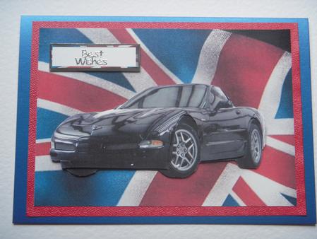Sporty Black Car on Jack Flag by Jayne Brough