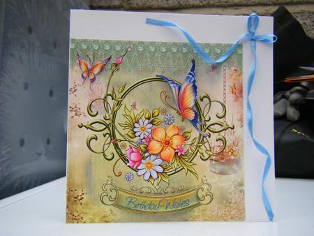 8x8 Inch Butterfly & Floral Wishes Birthday Topper by Jayne Francis