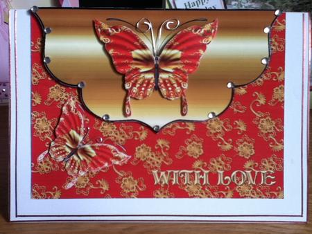 Envelope Card - Red and Gold Butterflies by Jayne Francis