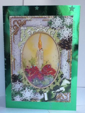 Traditional Candle Snow 7x5in Card Picture and Shaker Frame by Jayne Francis