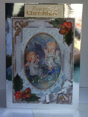 Singing Angels Holly 7x5in Card Picture and Shaker Frame by Jayne Francis