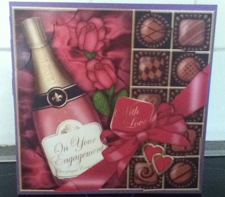 8 x 8 Engagement Champers Chocs N Roses Scalloped Corner by Jayne Francis