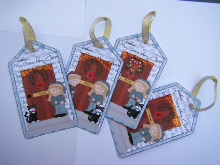 4 Blue Christmas Kids Tag Toppers by Jayne Francis