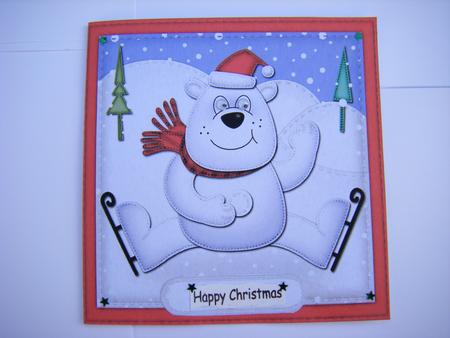 Xmas Ben Polar Bear Quick Cut and Fold Card by Jayne Francis