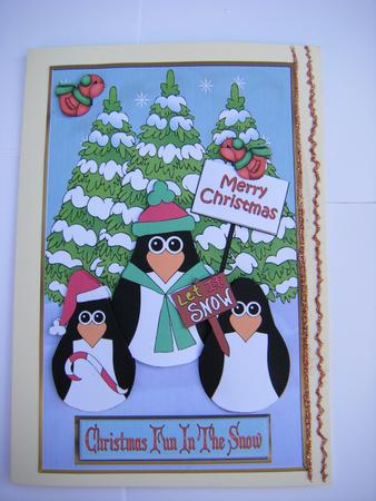 Christmas Penguins Decoupage Topper by Jayne Francis