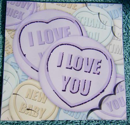 8 x 8 I Love You Sweet Heart Scalloped Corner Topper by Jayne Francis
