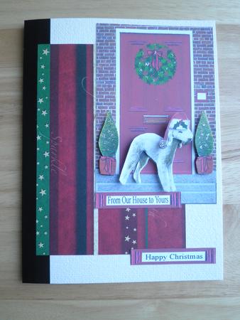 Christmas Door with Bedlington Terrier by Jayne Morley