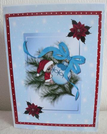Cute Little Mouse & Bauble in Aqua Frame by Jayne Smith