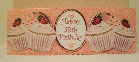 Pink Strawberry 35th Birthday Cupcake Large Dl Card Kit by Jayne Smith