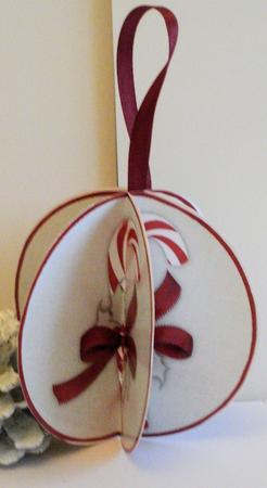 Xmas Candy Cane Christmas Bauble Ornament by Jayne Smith